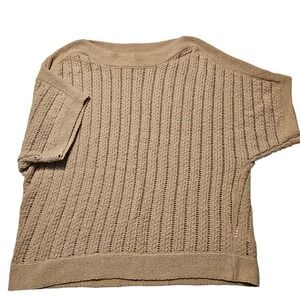 Cynthia‎ Rowley Womens Large Tan Knit Open Stitch Dolman Sleeve Top Sweater